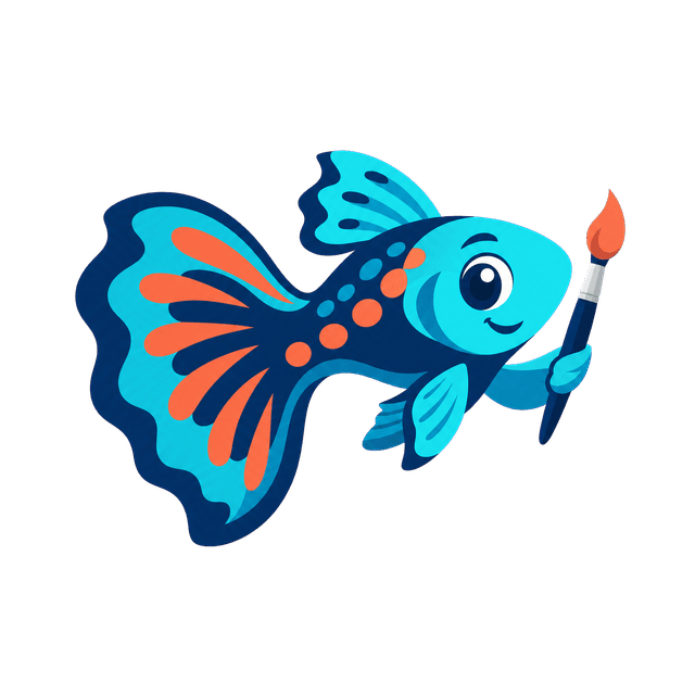 Guppy con su pincel